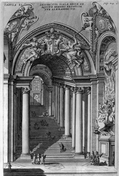 View of the staircase in the Scala Regia, Vatican, Rome by Filippo Bonanni